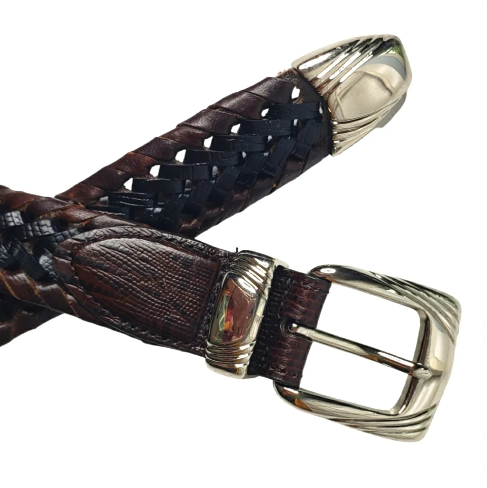 Arden Leather Co. Western Southwest Metalic Buckle End Rodeo Leather Braided Blt